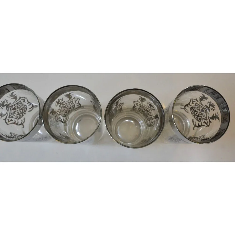 Vintage Kimiko Highball Glasses Set of 4 Gold Greek Key 1960s MCM Barware